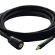 Black seven-meter hose for a pressure washer with ribbed texture, positioned on a white background.
