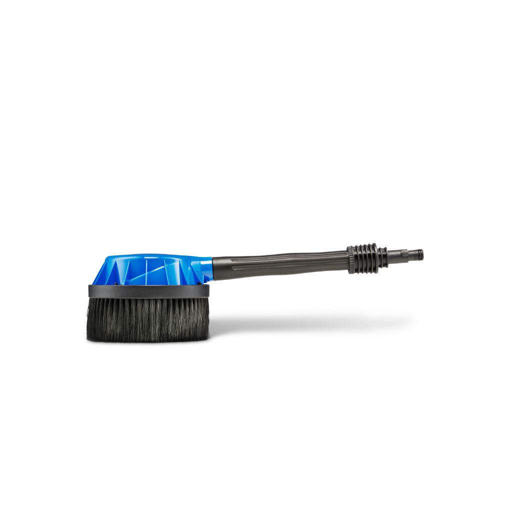 Rotating brush for high-pressure washers by unknown brand with black bristles and blue detailing.