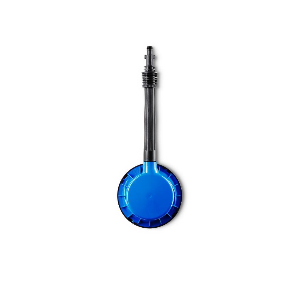 Blue rotary brush for pressure washers, with black handle.