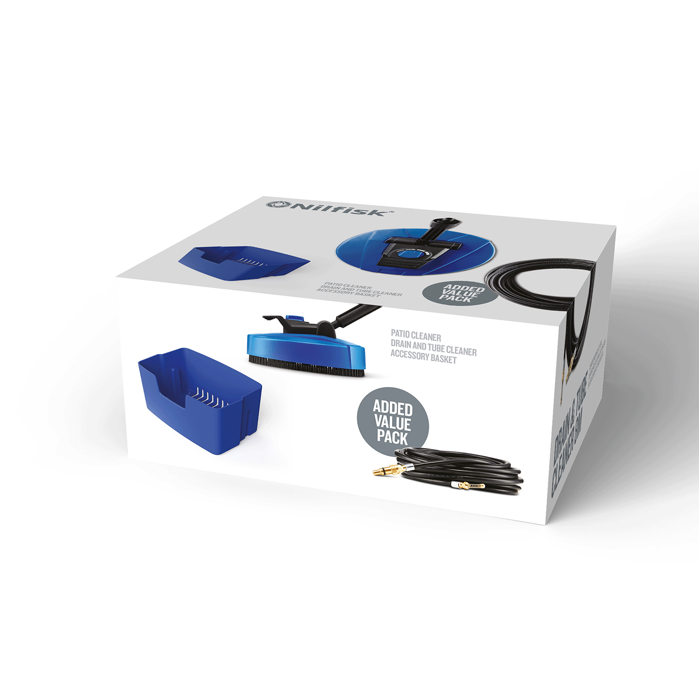 Pressure washer accessory kit by Nilfisk, as depicted on its product packaging box.