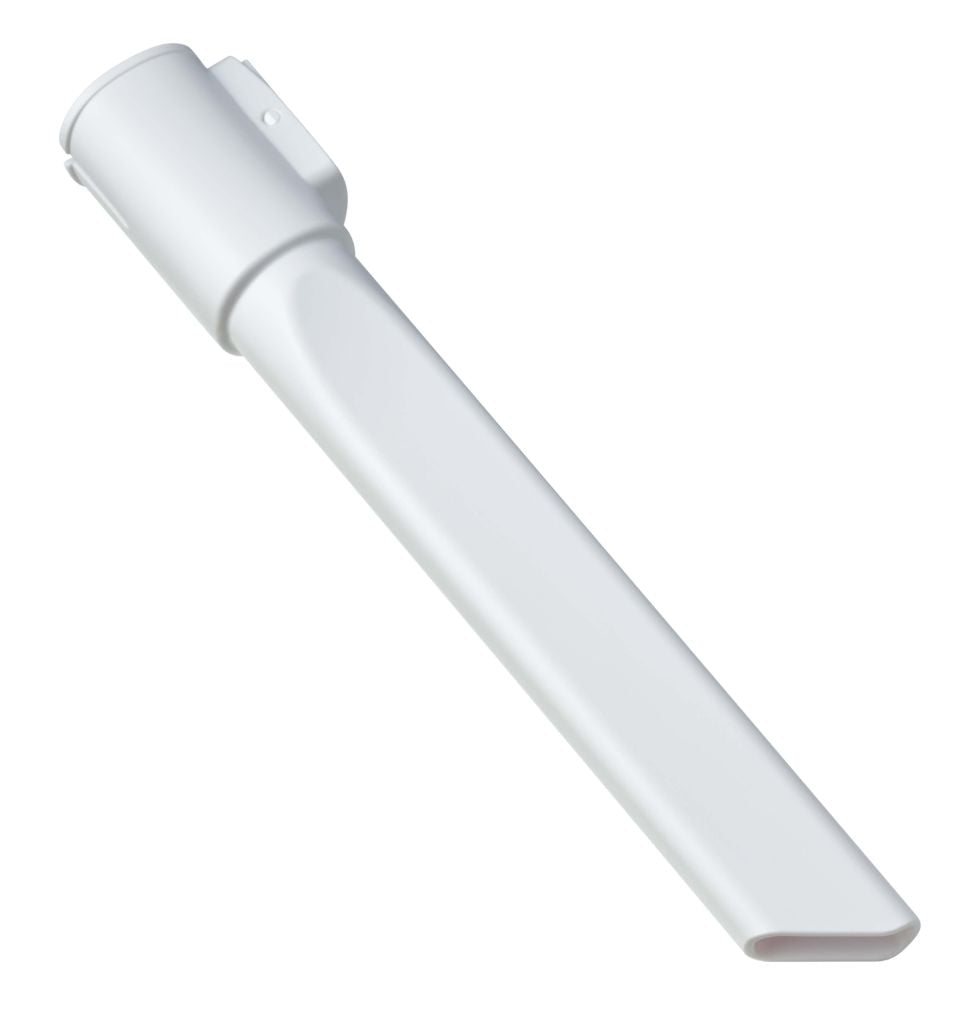 White crevice tool by S1, with smooth, matte finish.