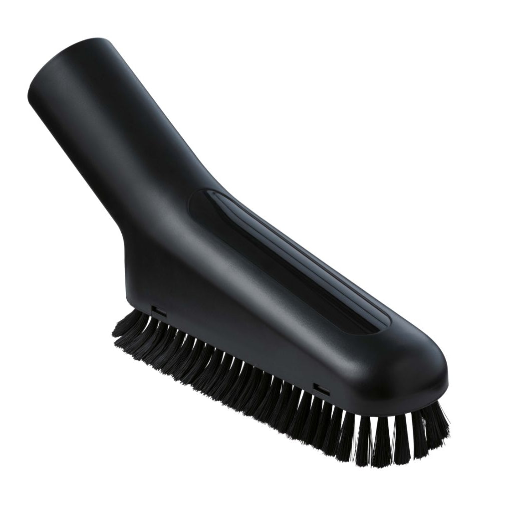 Black brush nozzle for S1 vacuum cleaners with bristles facing down.
