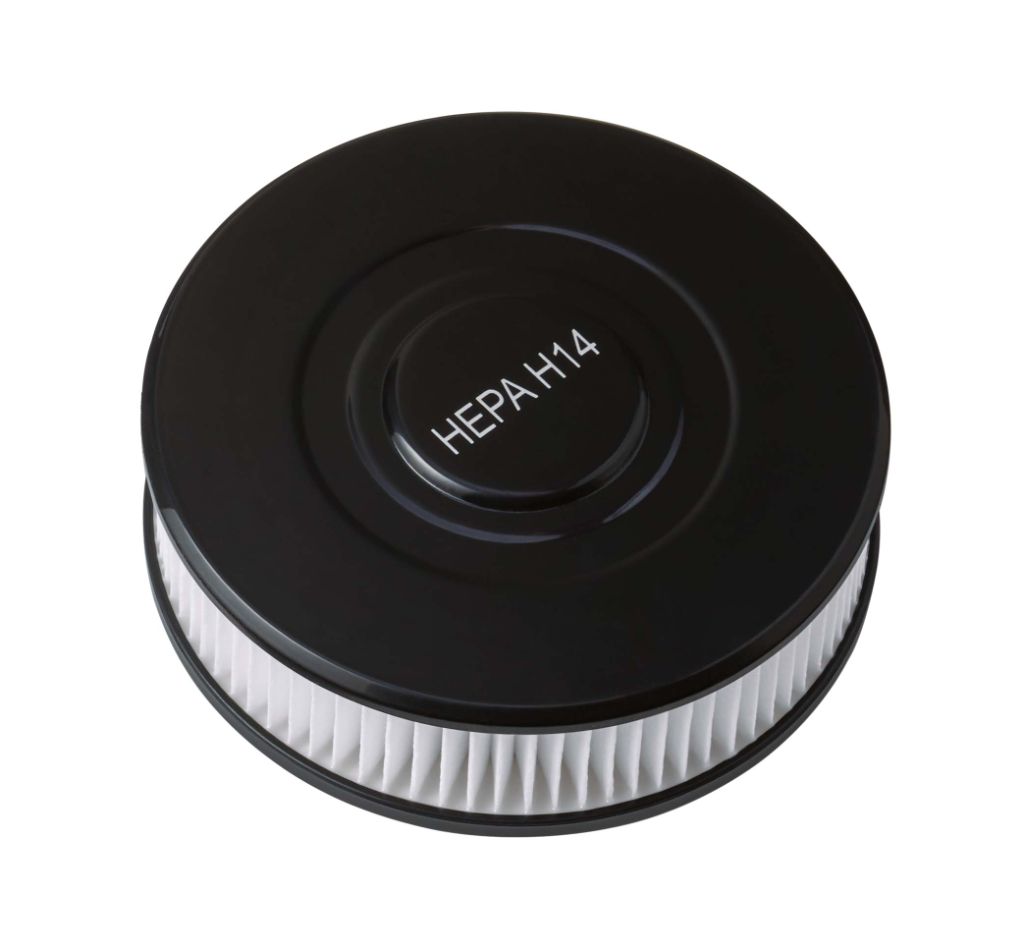 Round HEPA 14 filter for vacuum cleaners from ES, showing a white filter element with black trim.
