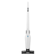 White stick vacuum cleaner by Nilfisk with a black base, shown from the front.