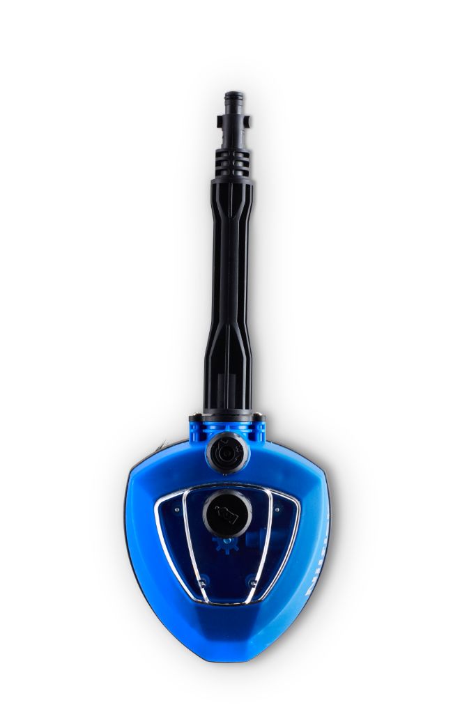 Blue ES Multibørste til højtryksrensere by ES, featuring a black extension and gear detailing on the blue head.