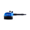 Blue rotating brush for pressure washers by Nilfisk, featuring black bristles and a black handle on a white background.

