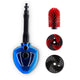 Blue multi-brush kit for pressure washers by ES, featuring a handle and three brush attachments.