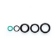 O-ring kit for pressure washers from ES, in graduated sizes, one green and the others black, on a white surface.
