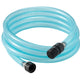Clear blue inlet suction hose by UK, with black fittings at each end, coiled against a white background.
