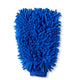 Blue microfiber wash mitt for pressure washers by ES, showing a densely textured surface with noodle-like strands.
