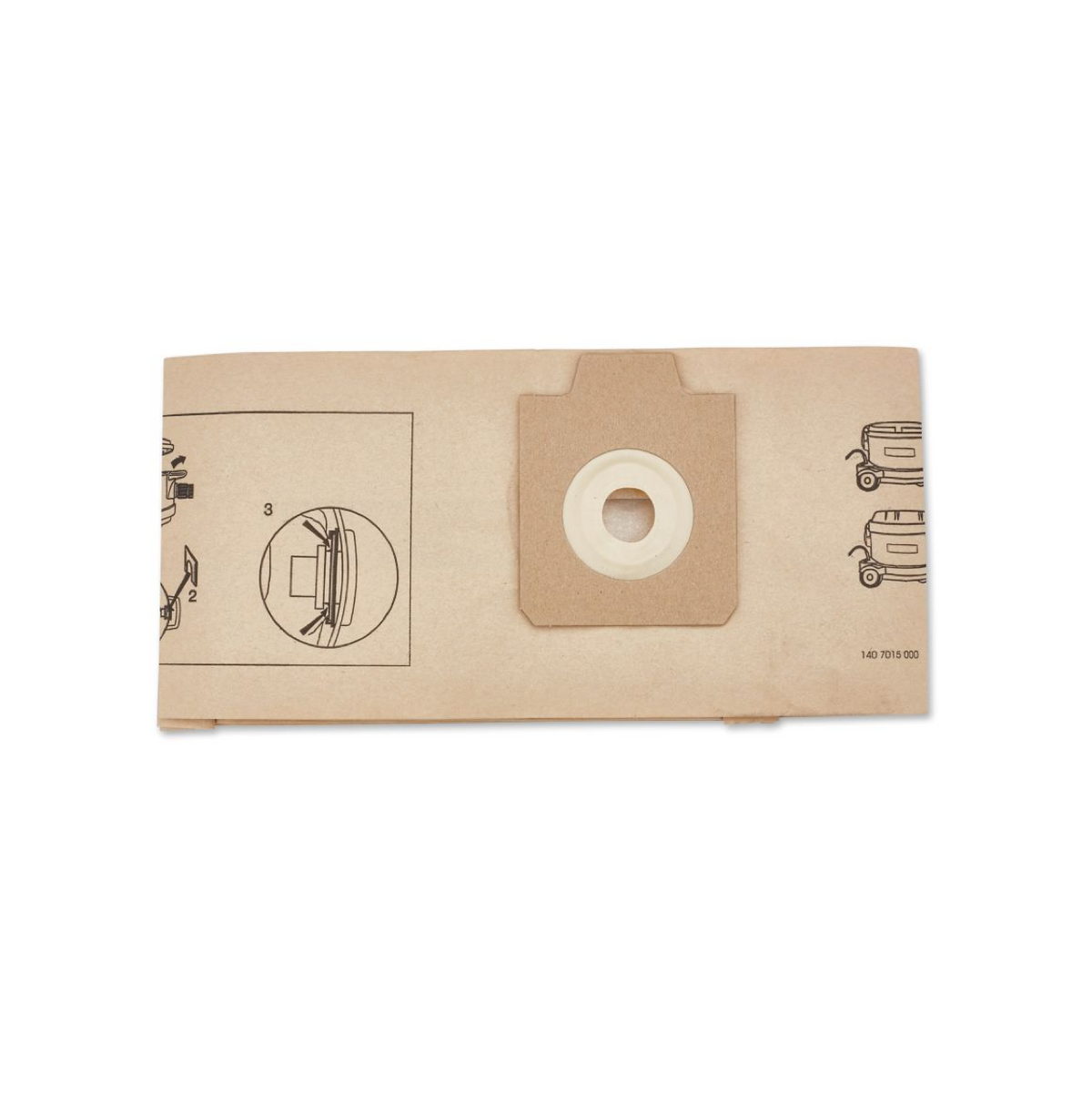 Vacuum cleaner bags by ES for VP930 vacuum cleaner, tan-colored with printed instructions and diagrams.