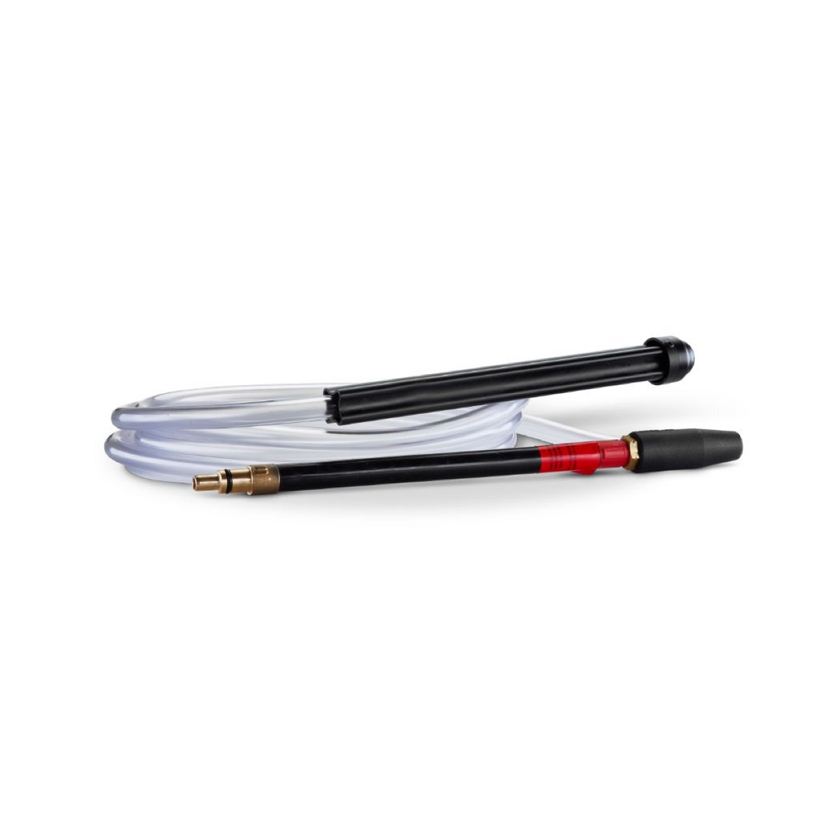 High-pressure cleaner sandblaster by an unspecified brand with a clear hose and black handles.