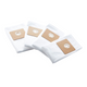 Four fleece vacuum cleaner bags by ES, displayed diagonally on a white background.