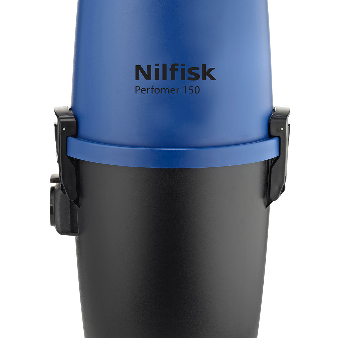 Blue and black vacuum cleaner by Nilfisk with a simple, modern design.