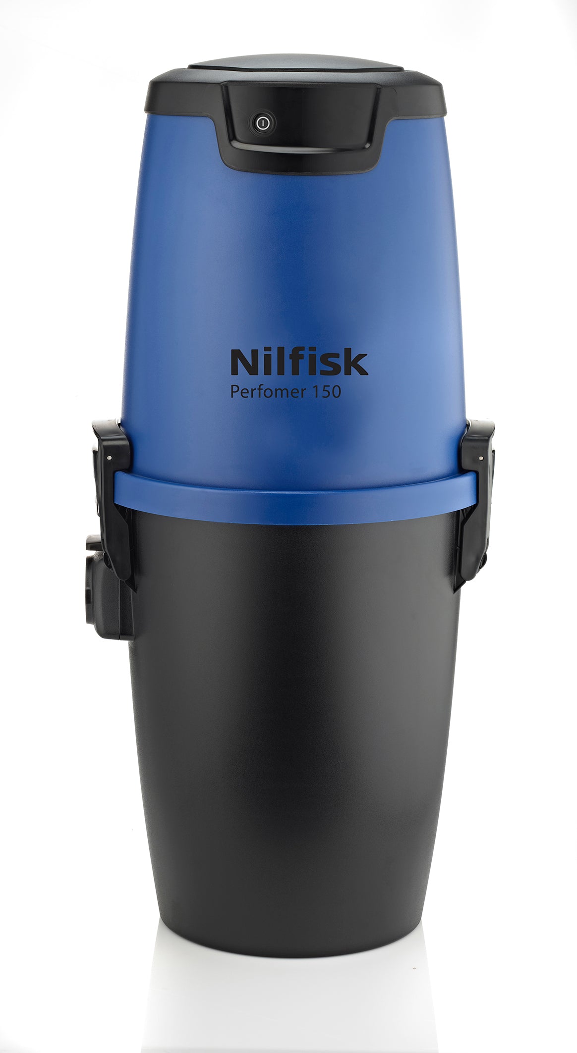 Blue and black vacuum cleaner by Nilfisk with a simple, modern design.