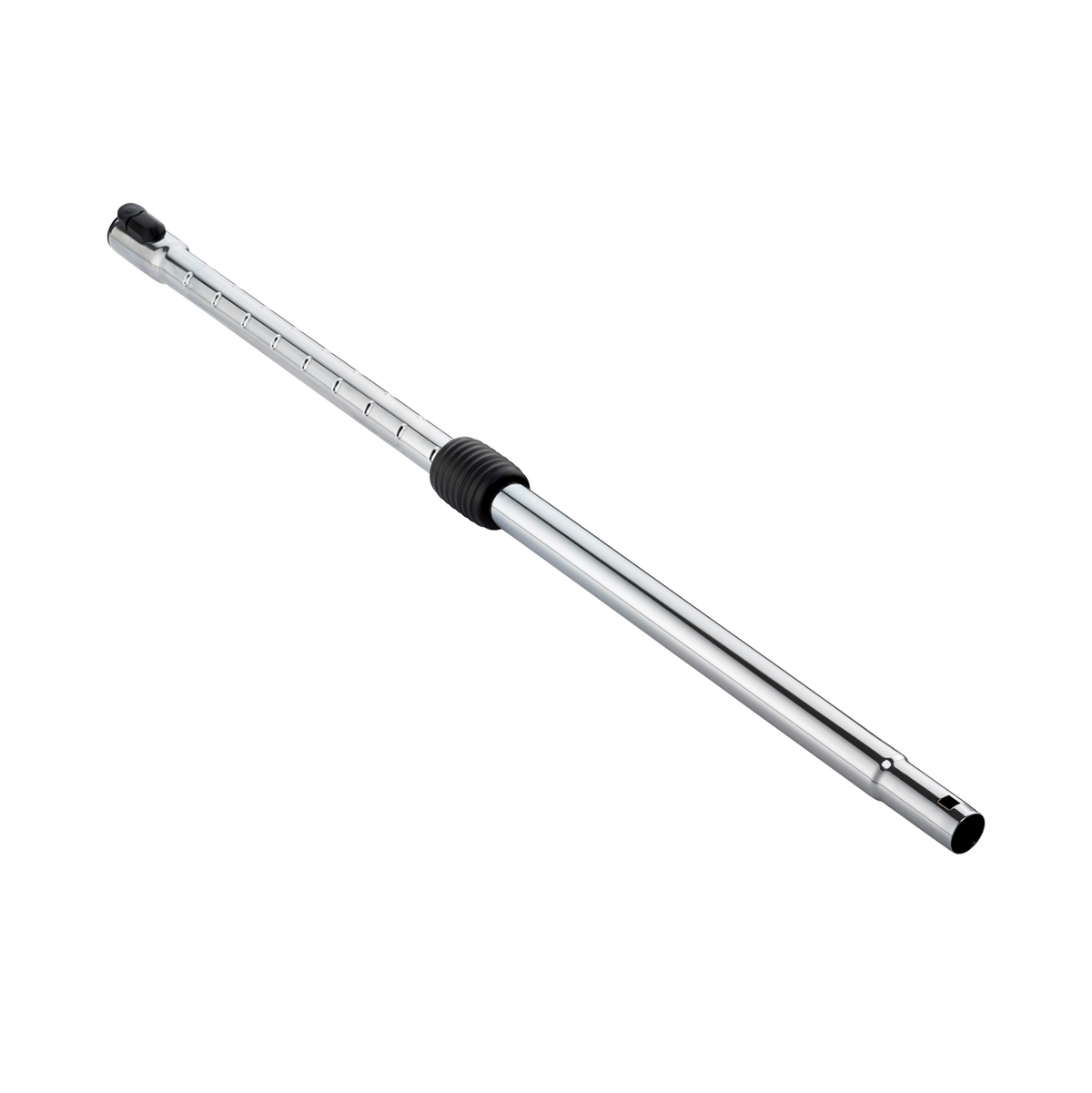 Chrome telescoping wand by Power with multiple adjustment slots and a black grip