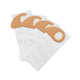 Four white vacuum cleaner bags for wet/dry vacuum, with brown cardboard fitting.