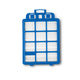 Blue HEPA filter H14 for Meteor vacuum cleaner with a rectangular grid pattern.