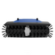Black and blue terrace cleaning brush with dense black bristles and central metal mechanism, top view