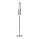 White cordless stick vacuum cleaner by Nilfisk, in a front-facing studio shot.

